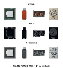 Isolated object of accessories and device logo. Set of accessories and electronics stock vector illustration.