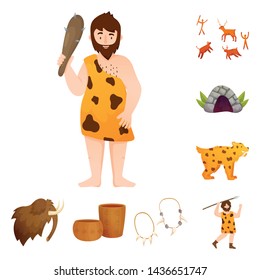 Isolated object of age and stone icon. Set of age and primitive stock vector illustration.