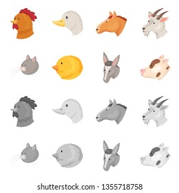 Isolated object of agriculture and breeding icon. Set of agriculture and organic  stock symbol for web.