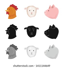Isolated object of agriculture and breeding icon. Collection of agriculture and organic  stock symbol for web.