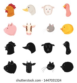 Isolated object of agriculture and breeding icon. Collection of agriculture and organic stock vector illustration.