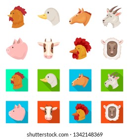 Isolated object of agriculture and breeding logo. Set of agriculture and organic  stock vector illustration.