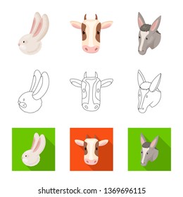 Isolated object of agriculture and breeding logo. Collection of agriculture and organic  stock symbol for web.