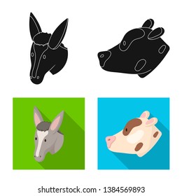 Isolated object of agriculture and breeding logo. Collection of agriculture and organic  stock vector illustration.