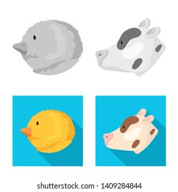 Isolated object of agriculture and breeding logo. Set of agriculture and organic  stock vector illustration.