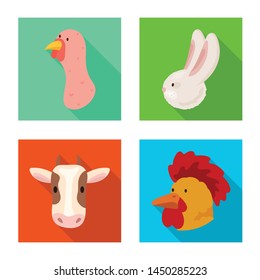 Isolated object of agriculture and breeding sign. Collection of agriculture and organic stock vector illustration.