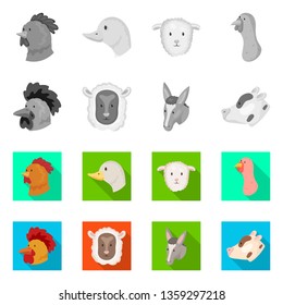 Isolated object of agriculture and breeding symbol. Set of agriculture and organic  stock vector illustration.