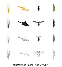 Isolated object of agriculture and farming icon. Set of agriculture and plant  stock vector illustration.