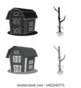 Isolated object of agriculture and farming icon. Collection of agriculture and plant  stock symbol for web.