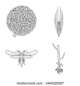 Isolated object of agriculture and farming logo. Collection of agriculture and plant stock vector illustration.