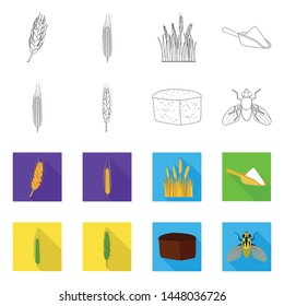 Isolated object of agriculture and farming logo. Collection of agriculture and plant vector icon for stock.