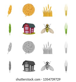 Isolated object of agriculture and farming sign. Collection of agriculture and plant  vector icon for stock.