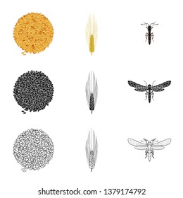 Isolated object of agriculture and farming sign. Set of agriculture and plant  stock vector illustration.