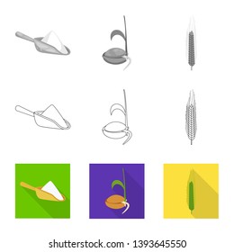 Isolated object of agriculture and farming sign. Set of agriculture and plant  stock vector illustration.
