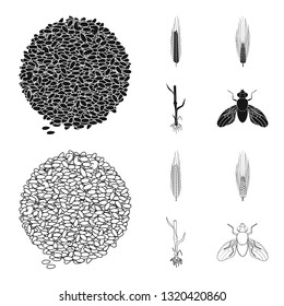 Isolated object of agriculture and farming symbol. Collection of agriculture and plant  stock vector illustration.