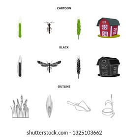 Isolated object of agriculture and farming symbol. Set of agriculture and plant  vector icon for stock.