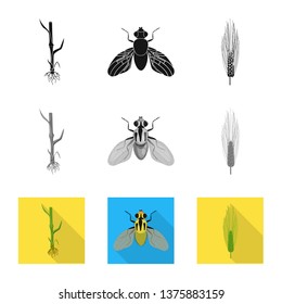 Isolated object of agriculture and farming symbol. Collection of agriculture and plant  stock vector illustration.