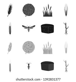 Isolated object of agriculture and farming symbol. Collection of agriculture and plant  stock vector illustration.
