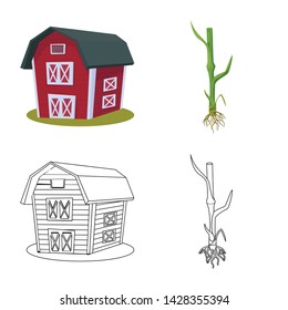 Isolated object of agriculture and farming symbol. Collection of agriculture and plant vector icon for stock.