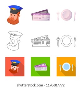 Isolated object of airport and airplane icon. Collection of airport and plane vector icon for stock.