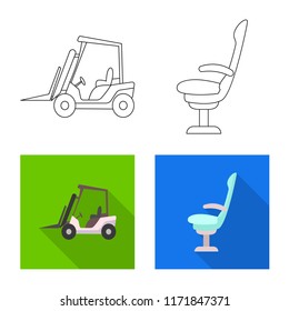 Isolated object of airport and airplane icon. Set of airport and plane stock symbol for web.