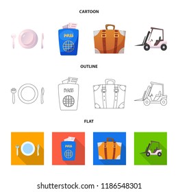 Isolated object of airport and airplane icon. Collection of airport and plane stock symbol for web.