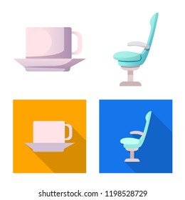 Isolated object of airport and airplane icon. Set of airport and plane vector icon for stock.