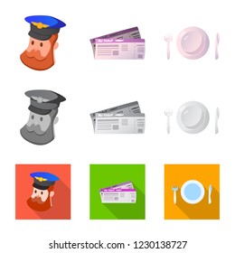 Isolated object of airport and airplane icon. Set of airport and plane vector icon for stock.