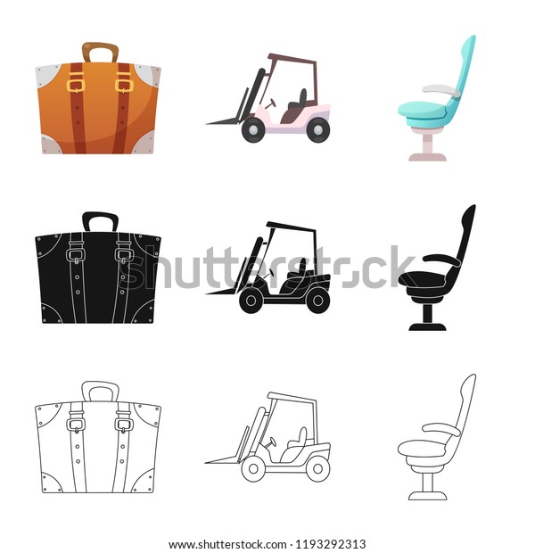 Isolated object of airport and\
airplane icon. Set of airport and plane stock vector\
illustration.