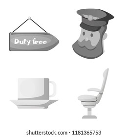 Isolated object of airport and airplane logo. Collection of airport and plane vector icon for stock.