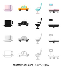 Isolated object of airport and airplane logo. Set of airport and plane stock symbol for web.