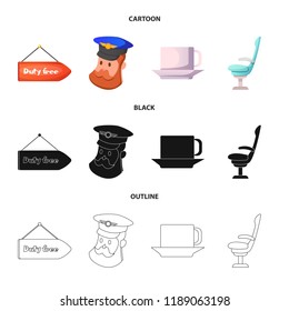 Isolated object of airport and airplane logo. Collection of airport and plane vector icon for stock.