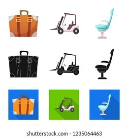 Isolated object of airport and airplane logo. Set of airport and plane stock vector illustration.