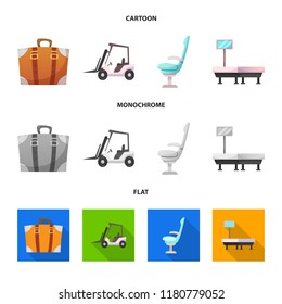 Isolated object of airport and airplane sign. Collection of airport and plane stock vector illustration.