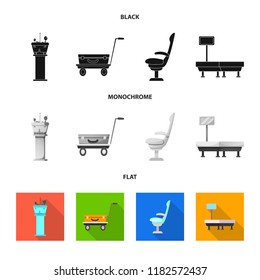 Isolated object of airport and airplane sign. Set of airport and plane stock symbol for web.