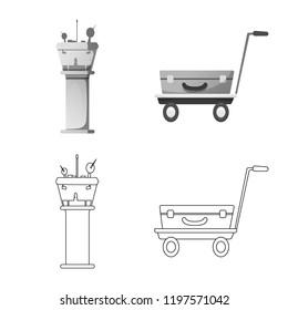 Isolated object of airport and airplane sign. Collection of airport and plane vector icon for stock.