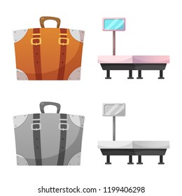 Isolated object of airport and airplane sign. Set of airport and plane vector icon for stock.