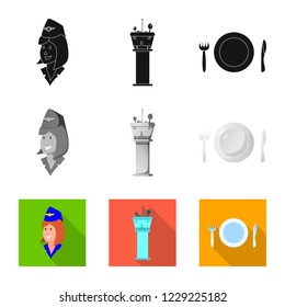 Isolated object of airport and airplane sign. Collection of airport and plane vector icon for stock.