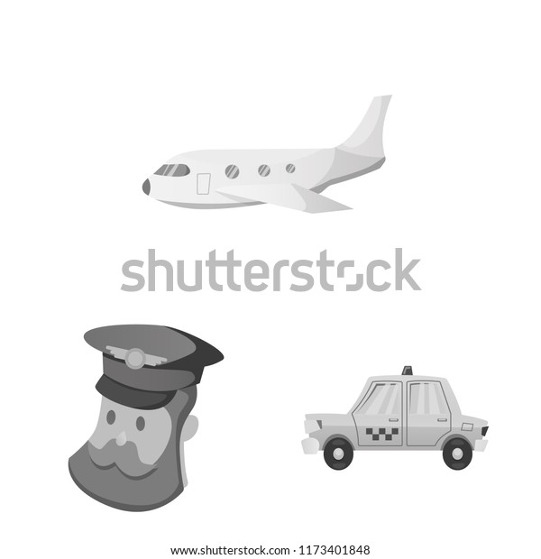 Isolated object of airport and\
airplane sign. Set of airport and plane vector icon for\
stock.