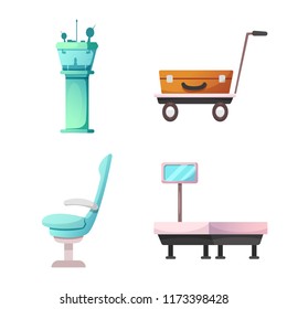 Isolated object of airport and airplane symbol. Set of airport and plane vector icon for stock.