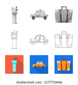 Isolated object of airport and airplane symbol. Collection of airport and plane stock symbol for web.