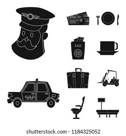 Isolated object of airport and airplane symbol. Set of airport and plane vector icon for stock.