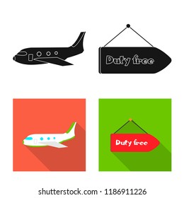 Isolated object of airport and airplane symbol. Set of airport and plane stock symbol for web.