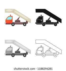Isolated object of airport and airplane symbol. Collection of airport and plane stock vector illustration.