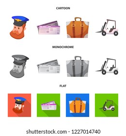 Isolated object of airport and airplane symbol. Collection of airport and plane stock symbol for web.