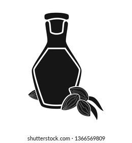 Isolated object of almond and nut icon. Set of almond and fruit  vector icon for stock.