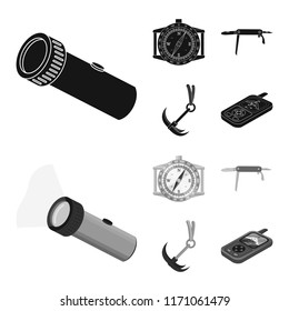 Isolated object of alpinism and peak icon. Collection of alpinism and camp stock vector illustration.