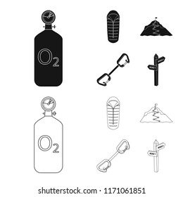 Isolated object of alpinism and peak icon. Set of alpinism and camp stock vector illustration.