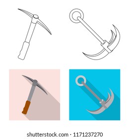 Isolated object of alpinism and peak icon. Set of alpinism and camp vector icon for stock.