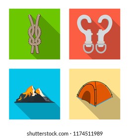 Isolated object of alpinism and peak logo. Collection of alpinism and camp stock symbol for web.
